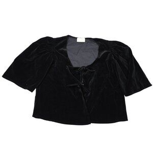 Maison Cleo Agnes Velvet Cotton Blouse in Black